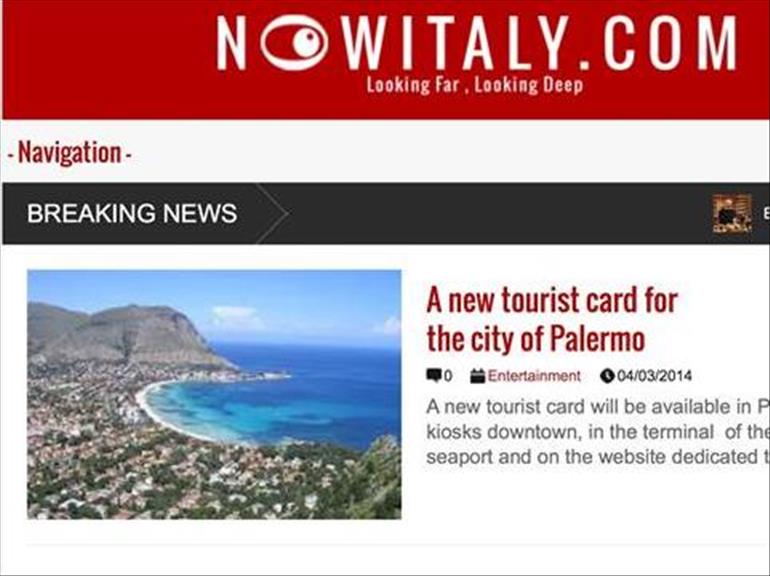 The SERVICE card to Palermo on NowItaly